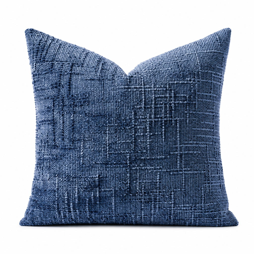 Double-Sided Textured Chenille Throw Pillow: Blue / Cover Only / 18x18
