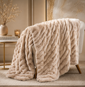Luxe Double-Layer Faux Fur Throw Blanket – 50" x 60": Khaki