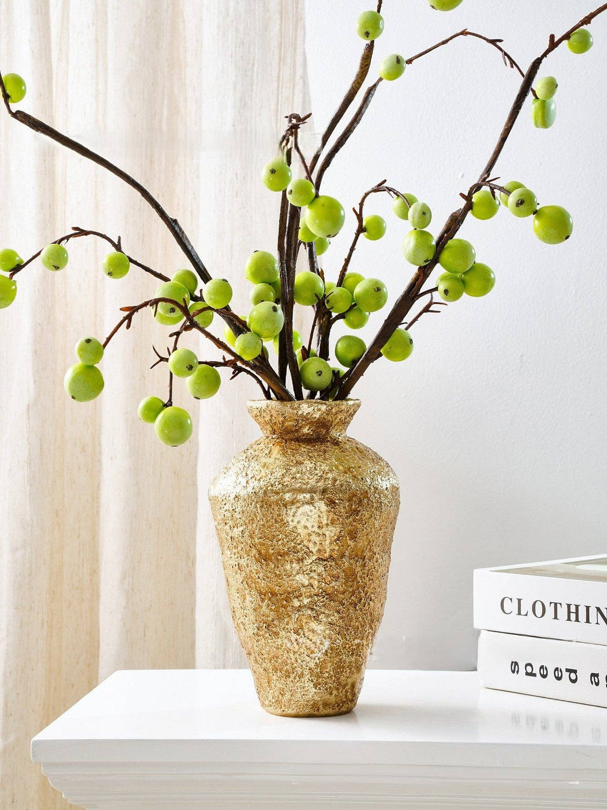 Textured Gold Decorative Vases: Short