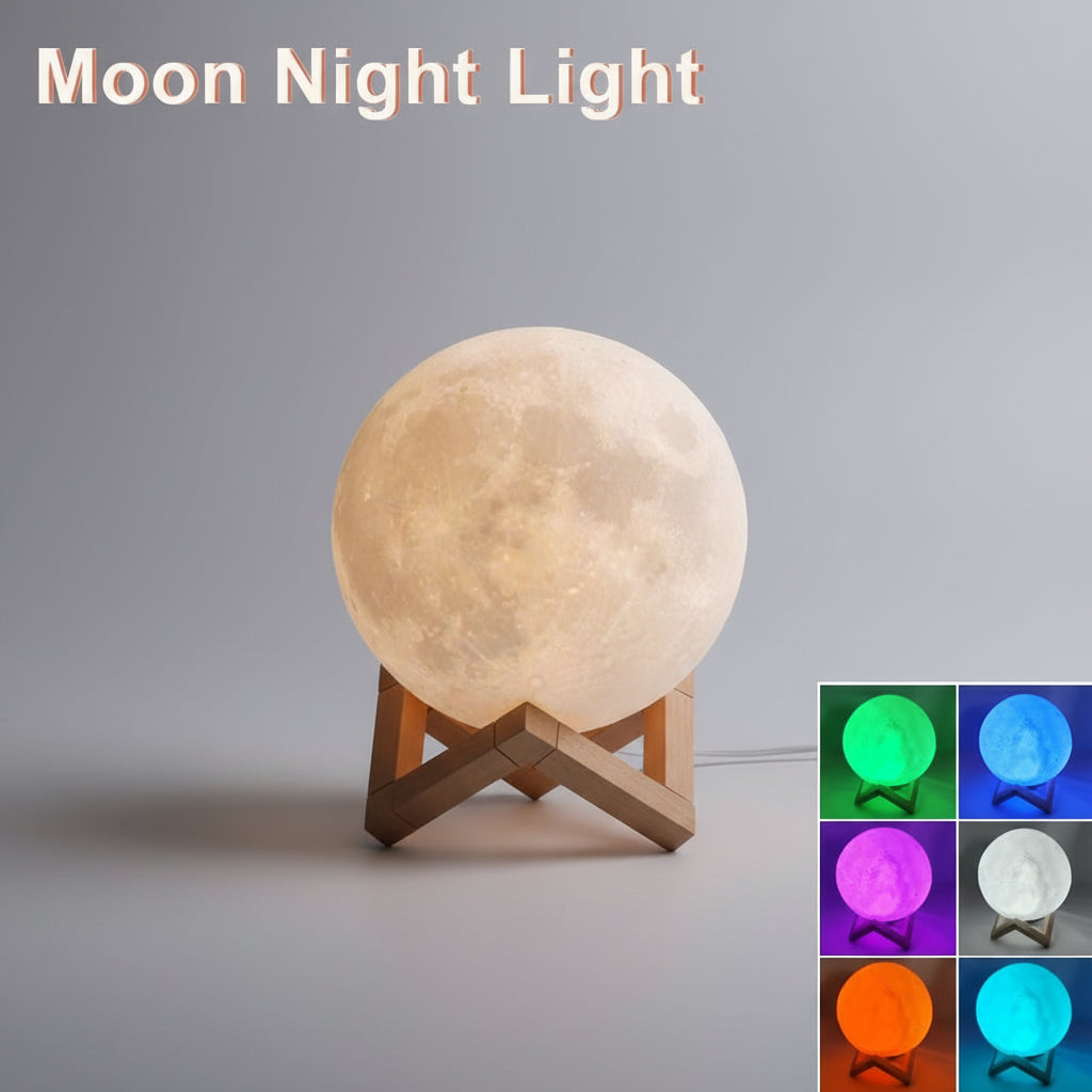 D5 Starry Moon Lamp 8Cm - LED Night Light with Stand, Perfect for Bedroom Decor and Gifts
