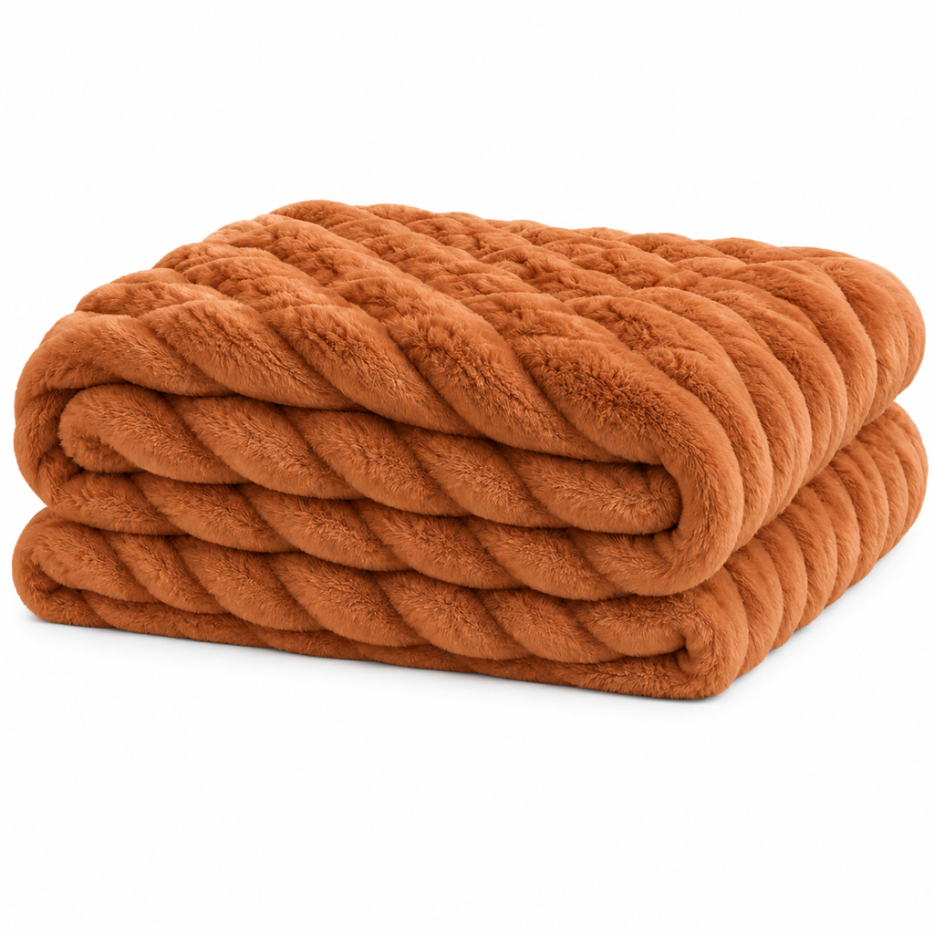 Luxe Double-Layer Faux Fur Throw Blanket – 50" x 60": Khaki
