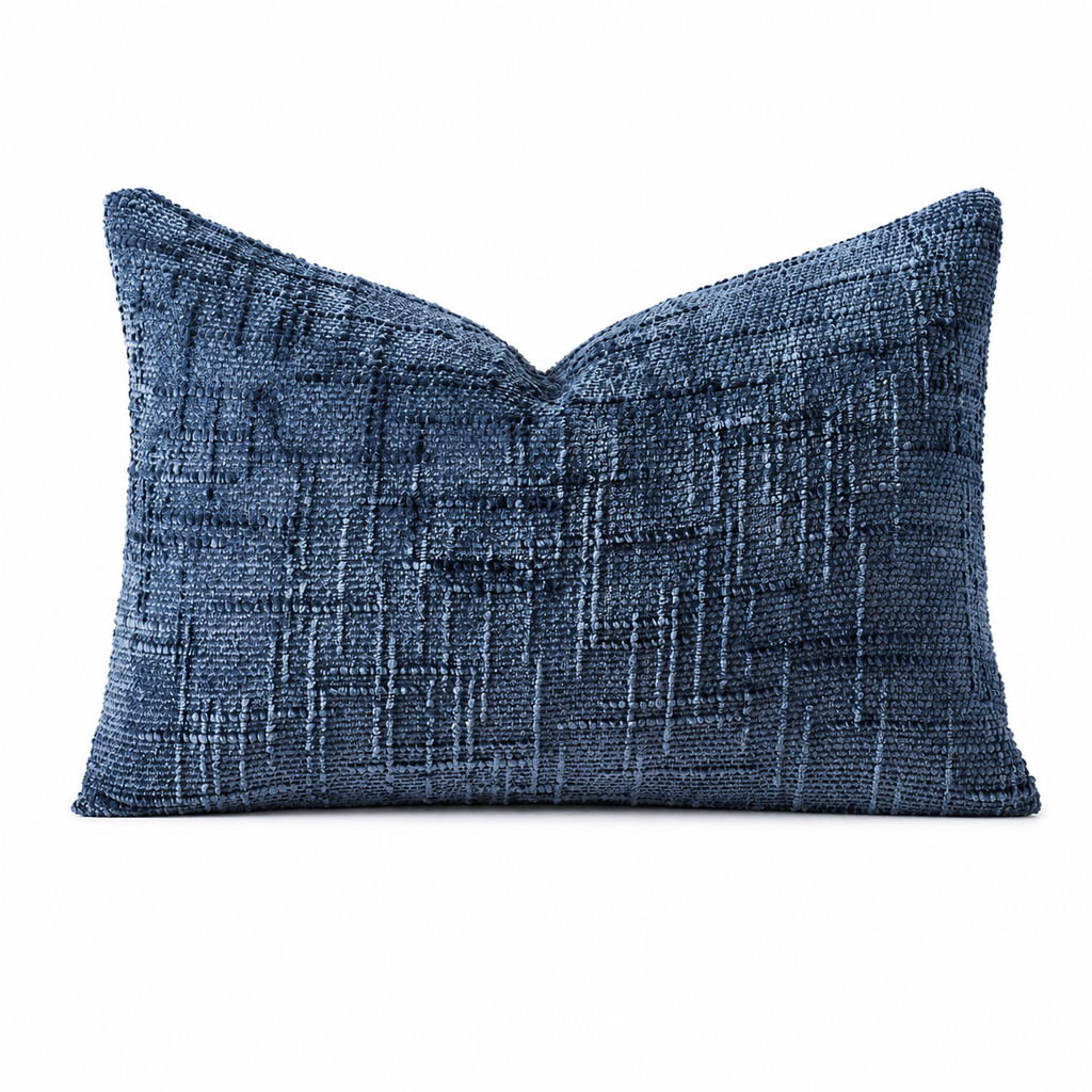 Double-Sided Textured Chenille Throw Pillow: Blue / Cover Only / 18x18
