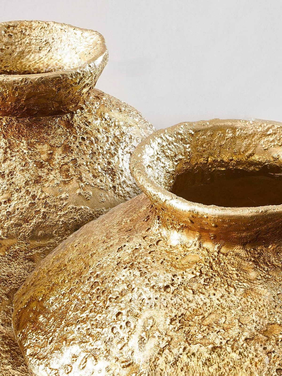 Textured Gold Decorative Vases: Tall