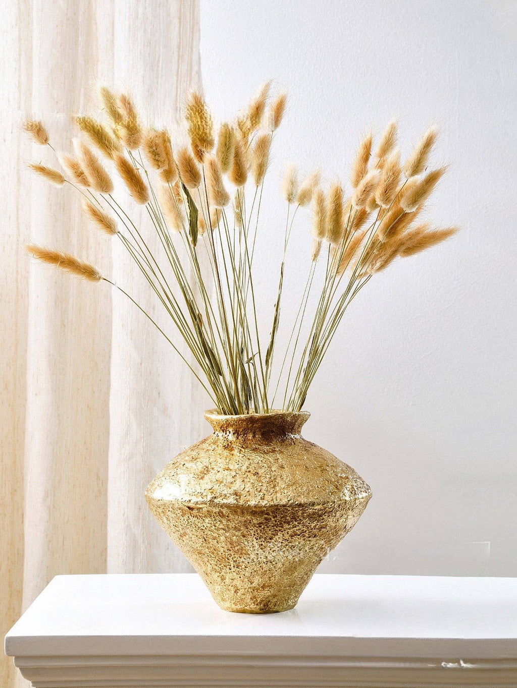 Textured Gold Decorative Vases: Tall